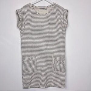 Athleta Ease Up Sweatshirt Dress Gray Striped Dwith Side Pockets